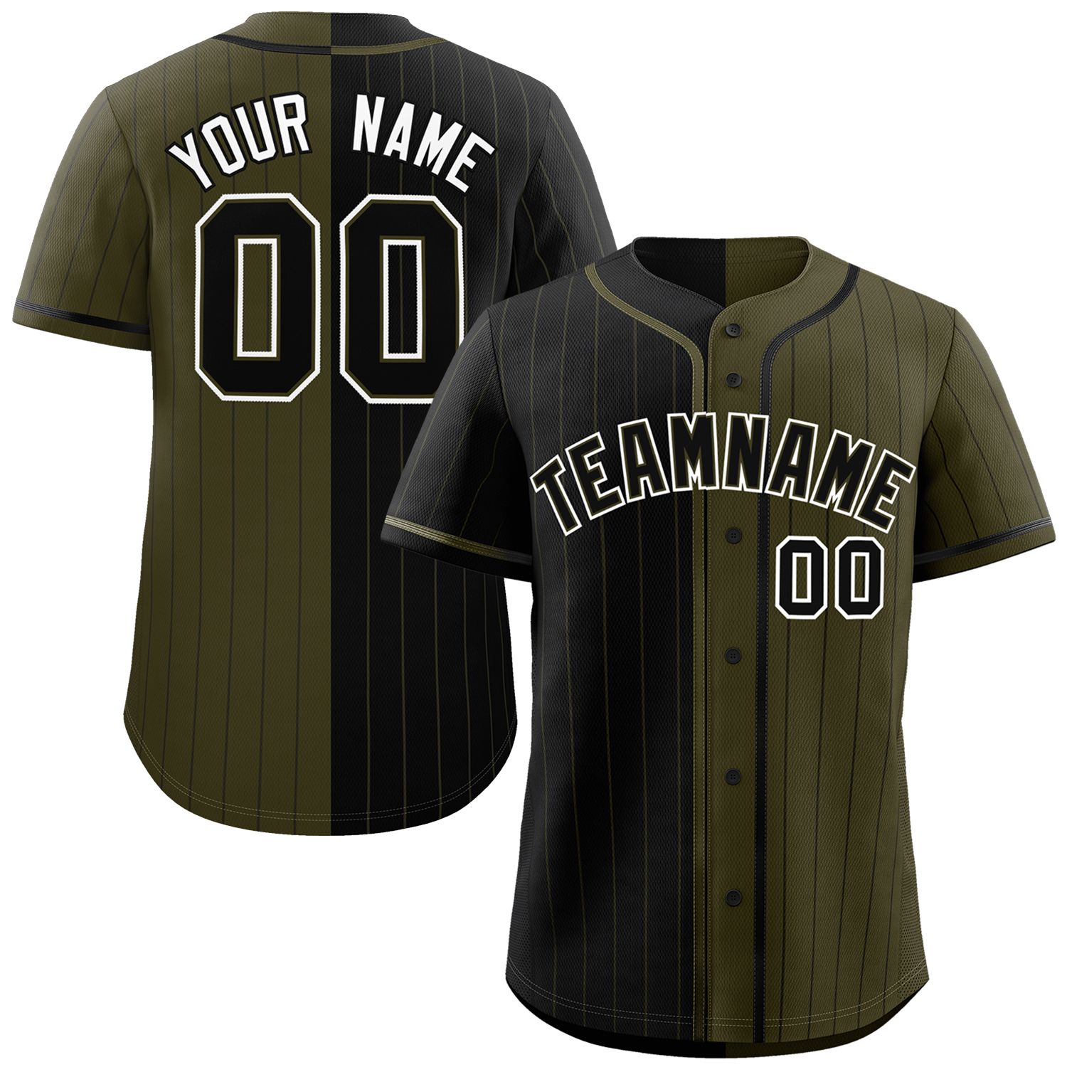 Custom Black Olive Two Tone Striped Fashion Authentic Baseball Jersey