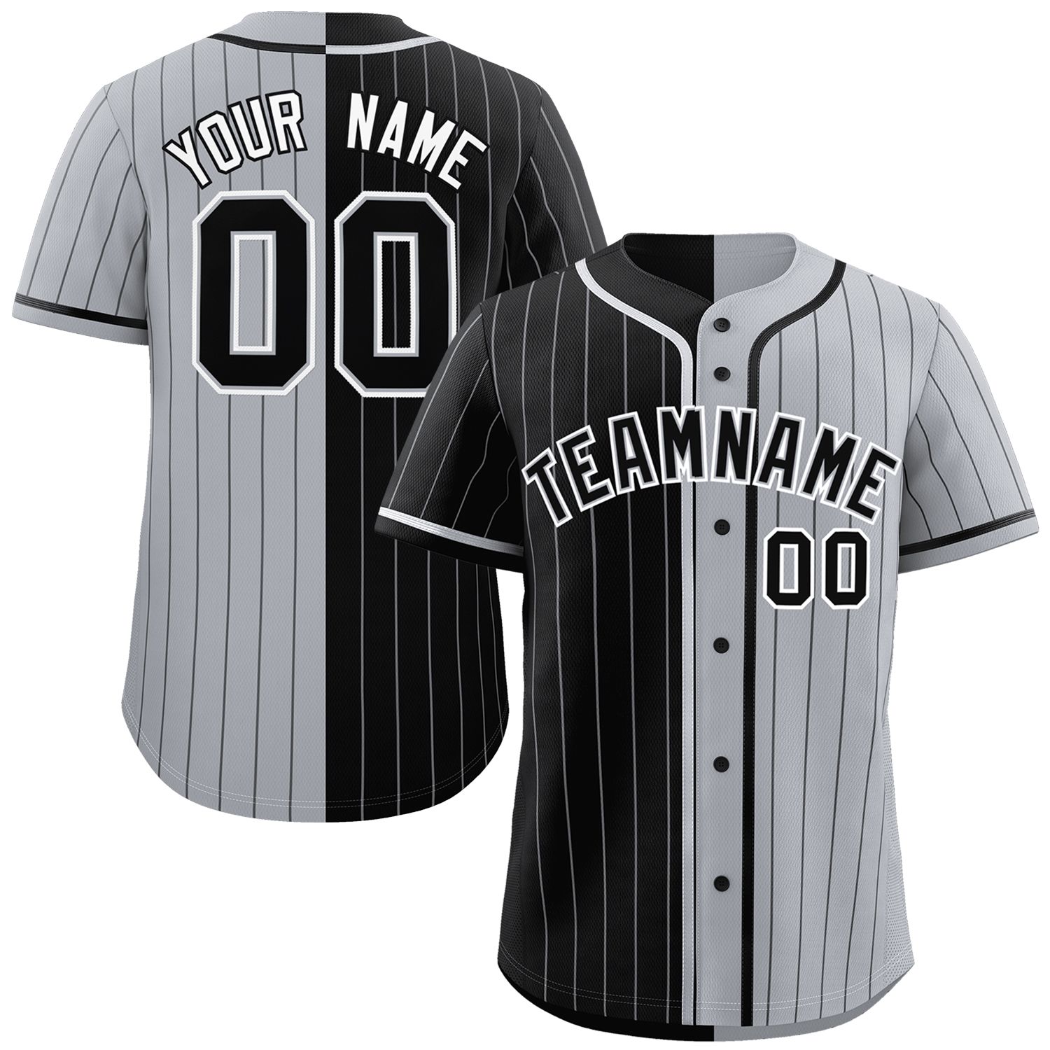 Custom Black Gray Two Tone Striped Fashion Authentic Baseball Jersey