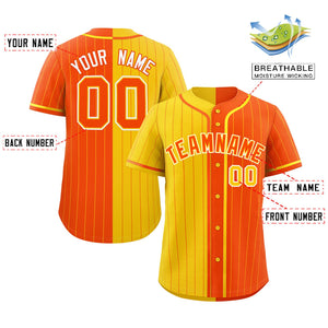 Custom Gold Orange Two Tone Striped Fashion Authentic Baseball Jersey