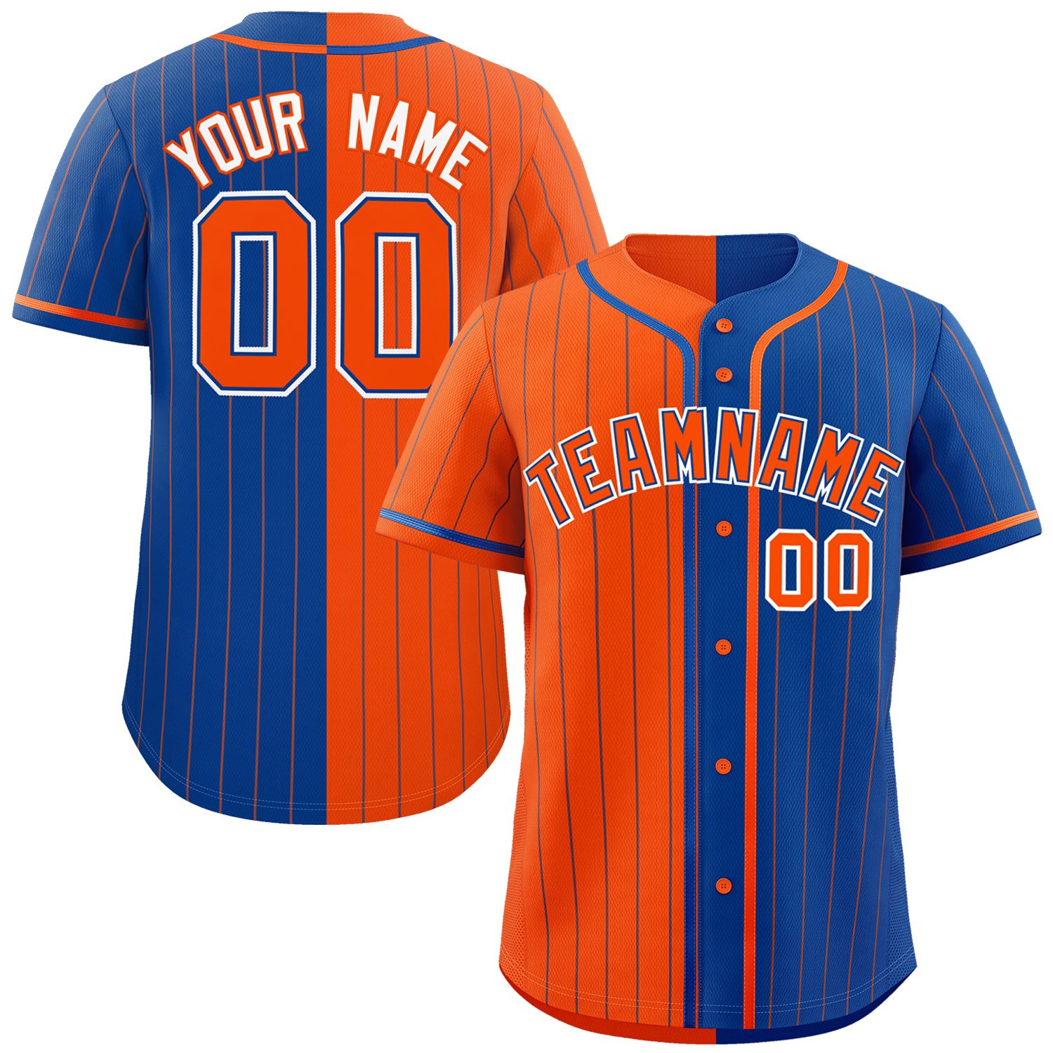 Custom Orange Royal Two Tone Striped Fashion Authentic Baseball Jersey