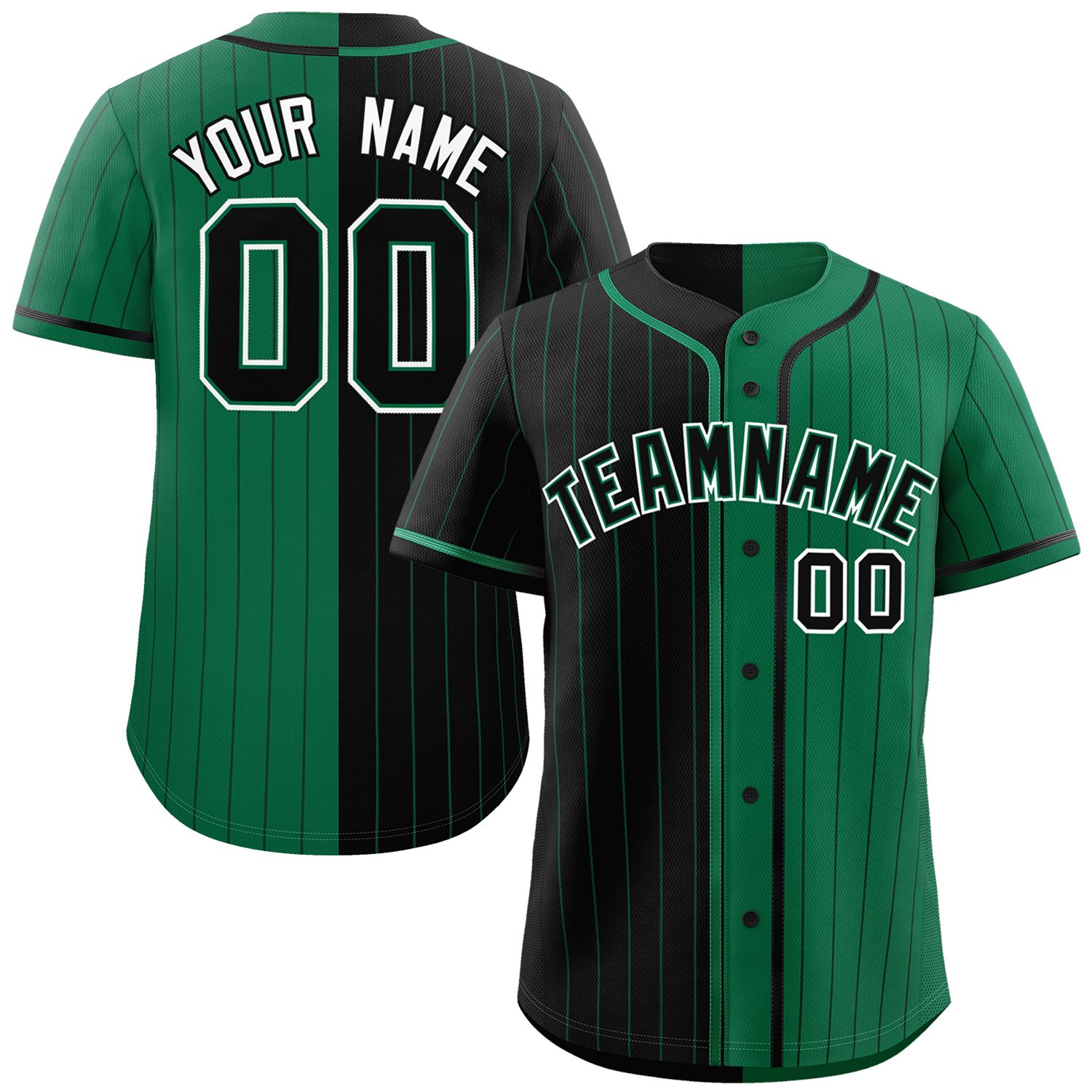 Custom Black Kelly Green Two Tone Striped Fashion Authentic Baseball Jersey