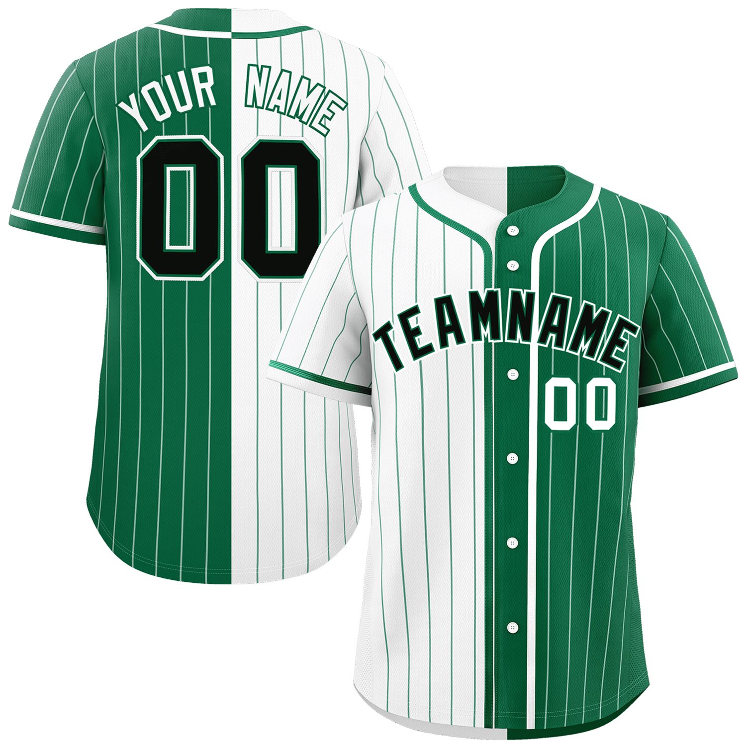 Custom White Kelly Green Two Tone Striped Fashion Authentic Baseball Jersey