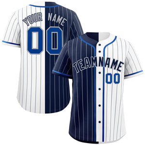 Custom Navy White Two Tone Striped Fashion Authentic Baseball Jersey