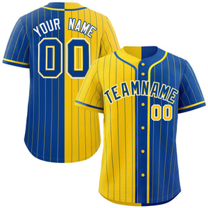 Custom Gold Royal Two Tone Striped Fashion Authentic Baseball Jersey