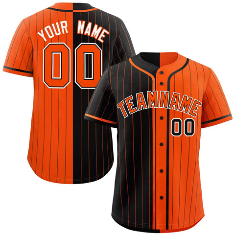 Custom Black Orange Two Tone Striped Fashion Authentic Baseball Jersey