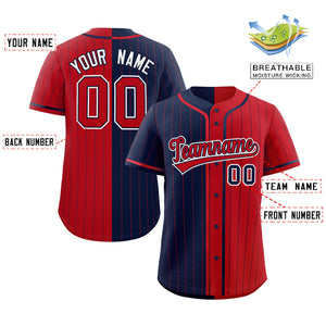 Custom Navy Red Two Tone Striped Fashion Authentic Baseball Jersey