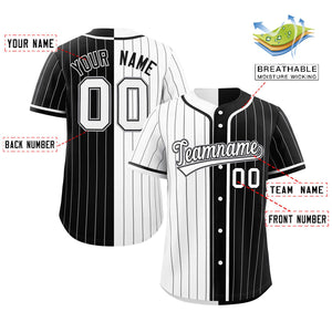 Custom White Black Two Tone Striped Fashion Authentic Baseball Jersey