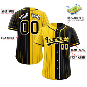 Custom Gold Black Two Tone Striped Fashion Authentic Baseball Jersey