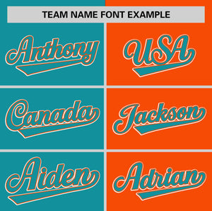 Custom Aqua Orange Two Tone Striped Fashion Authentic Baseball Jersey