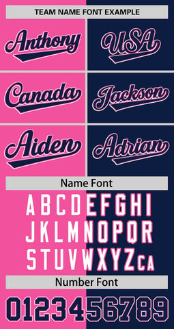 Custom Pink Navy Two Tone Striped Fashion Authentic Baseball Jersey