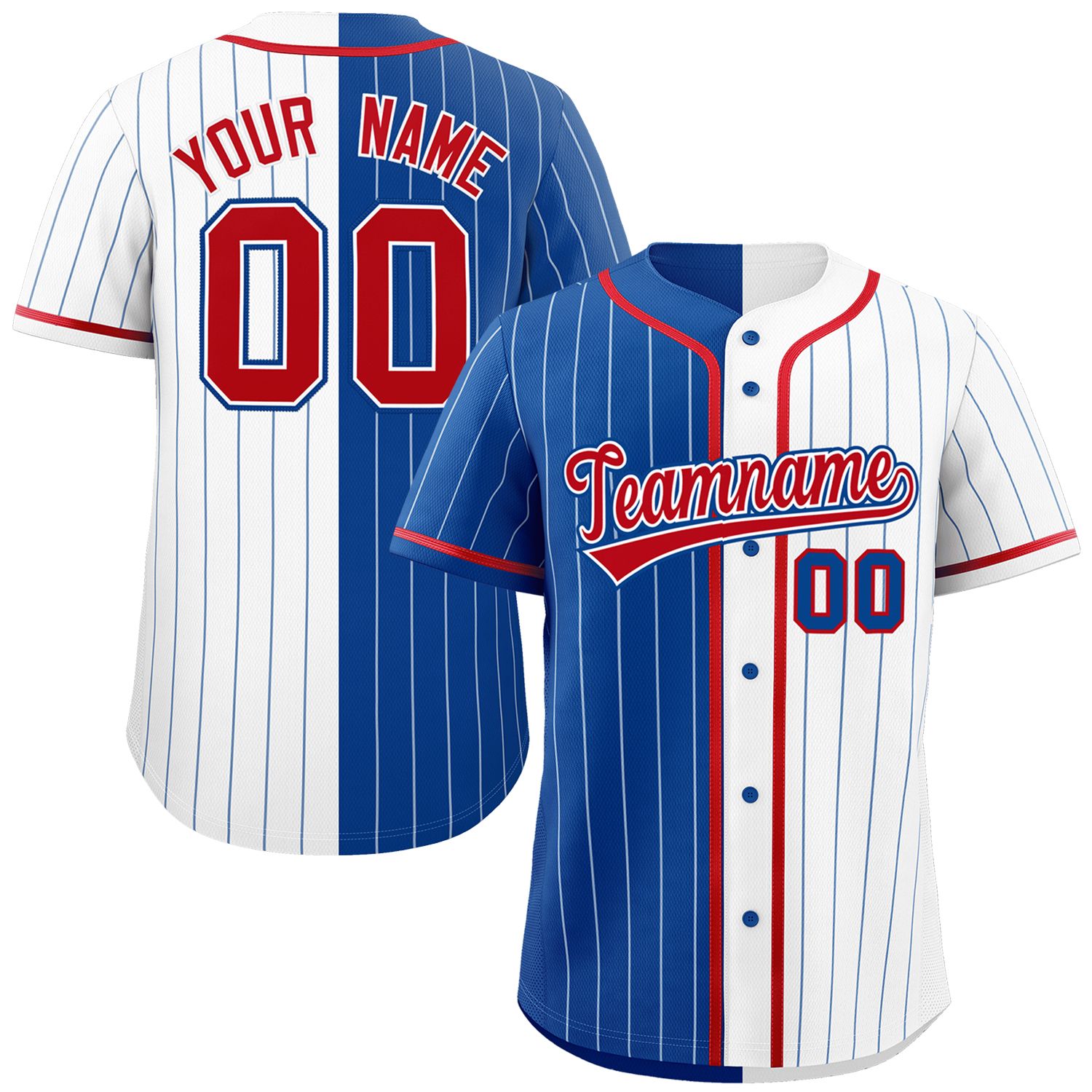 Custom Royal White Two Tone Striped Fashion Authentic Baseball Jersey