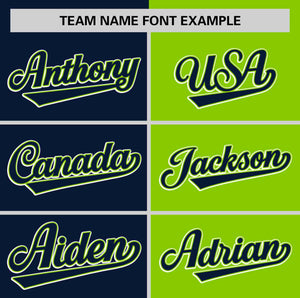 Custom Navy Neon Green Two Tone Striped Fashion Authentic Baseball Jersey