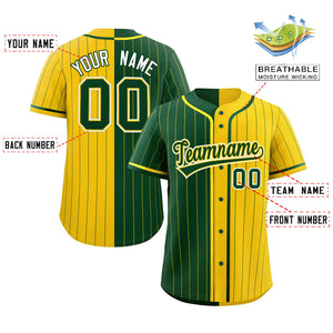 Custom Green Gold Two Tone Striped Fashion Authentic Baseball Jersey