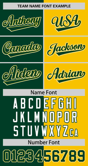 Custom Green Gold Two Tone Striped Fashion Authentic Baseball Jersey
