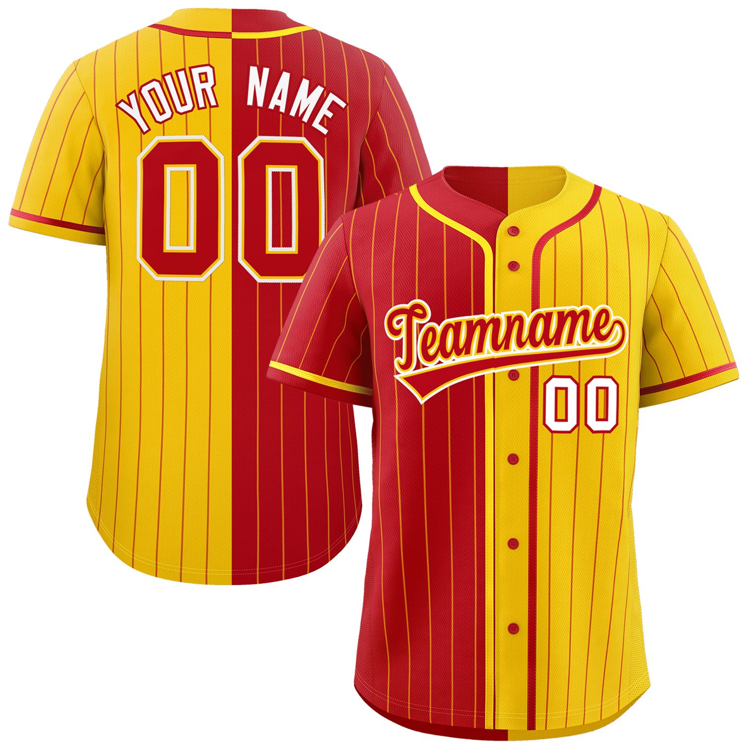 Custom Red Gold Two Tone Striped Fashion Authentic Baseball Jersey