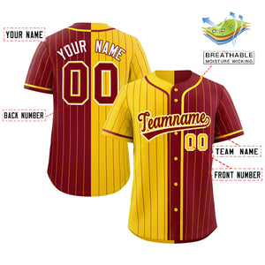 Custom Gold Crimson Two Tone Striped Fashion Authentic Baseball Jersey