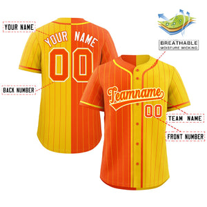 Custom Orange Gold Two Tone Striped Fashion Authentic Baseball Jersey