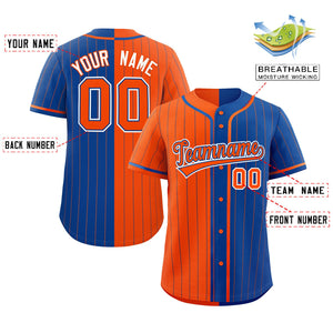 Custom Orange Royal Two Tone Striped Fashion Authentic Baseball Jersey