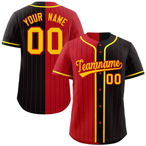 Custom Red Black Two Tone Striped Fashion Authentic Baseball Jersey