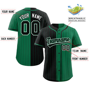 Custom Black Kelly Green Two Tone Striped Fashion Authentic Baseball Jersey