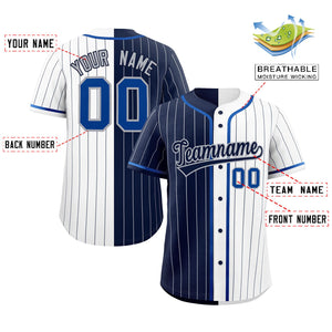 Custom Navy White Two Tone Striped Fashion Authentic Baseball Jersey