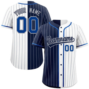 Custom Navy White Two Tone Striped Fashion Authentic Baseball Jersey