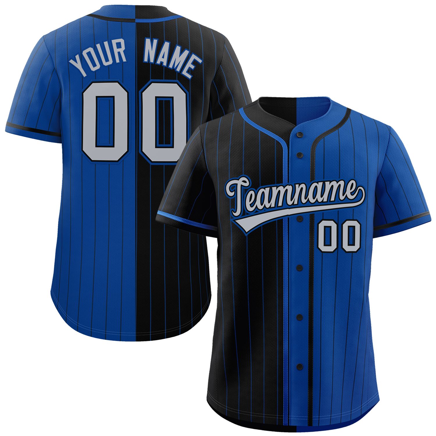 Custom Black Royal Two Tone Striped Fashion Authentic Baseball Jersey