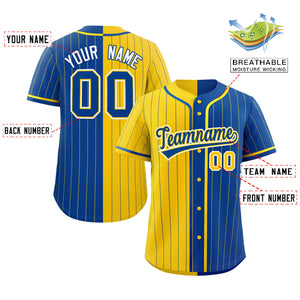 Custom Gold Royal Two Tone Striped Fashion Authentic Baseball Jersey