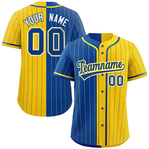 Custom Royal Gold Two Tone Striped Fashion Authentic Baseball Jersey