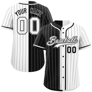 Custom Black White Two Tone Striped Fashion Authentic Baseball Jersey