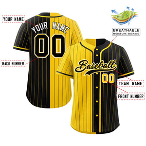 Custom Gold Black Two Tone Striped Fashion Authentic Baseball Jersey