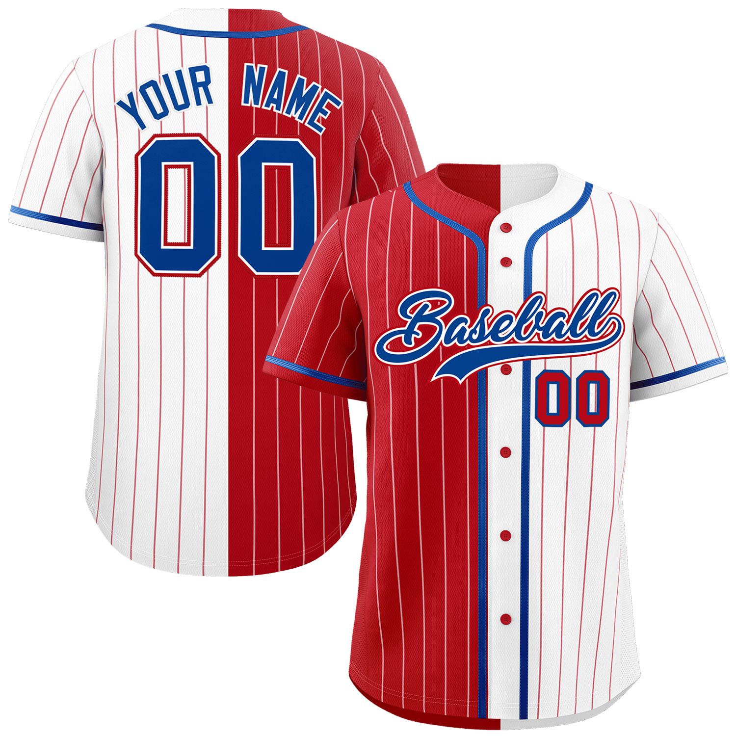 Custom Red White Two Tone Striped Fashion Authentic Baseball Jersey