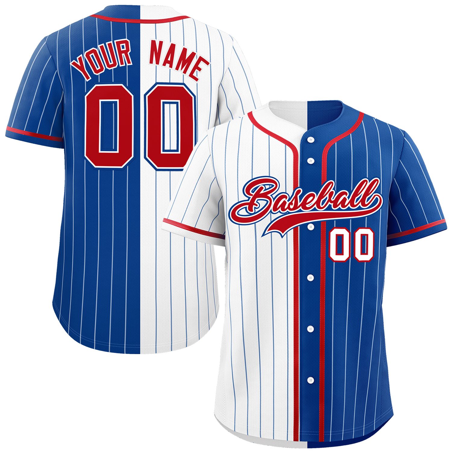 Custom White Royal Two Tone Striped Fashion Authentic Baseball Jersey