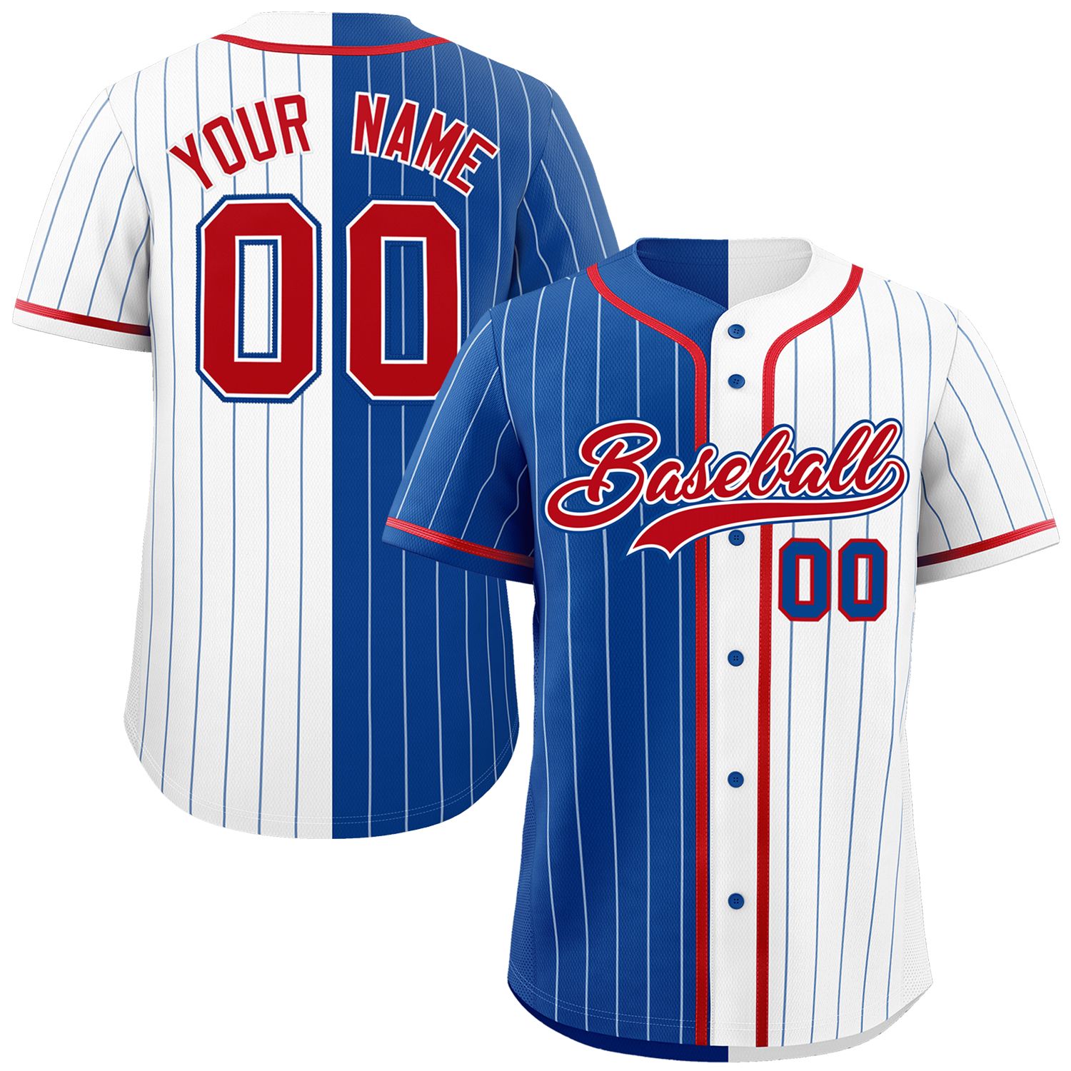 Custom Royal White Two Tone Striped Fashion Authentic Baseball Jersey