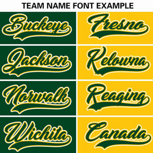 Custom Green Gold Two Tone Striped Fashion Authentic Baseball Jersey