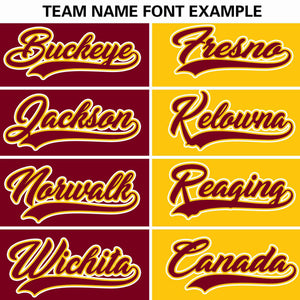 Custom Crimson Gold Two Tone Striped Fashion Authentic Baseball Jersey