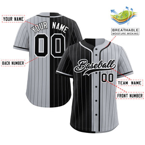 Custom Black Gray Two Tone Striped Fashion Authentic Baseball Jersey