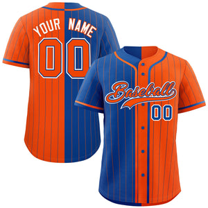 Custom Royal Orange Two Tone Striped Fashion Authentic Baseball Jersey