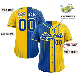 Custom Royal Gold Two Tone Striped Fashion Authentic Baseball Jersey