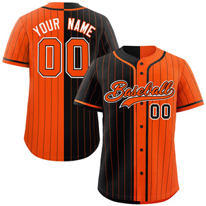 Custom Black Orange Two Tone Striped Fashion Authentic Baseball Jersey