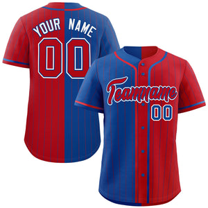 Custom Royal Red Two Tone Striped Fashion Authentic Baseball Jersey