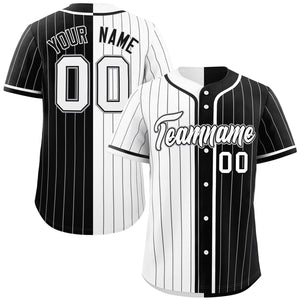 Custom White Black Two Tone Striped Fashion Authentic Baseball Jersey