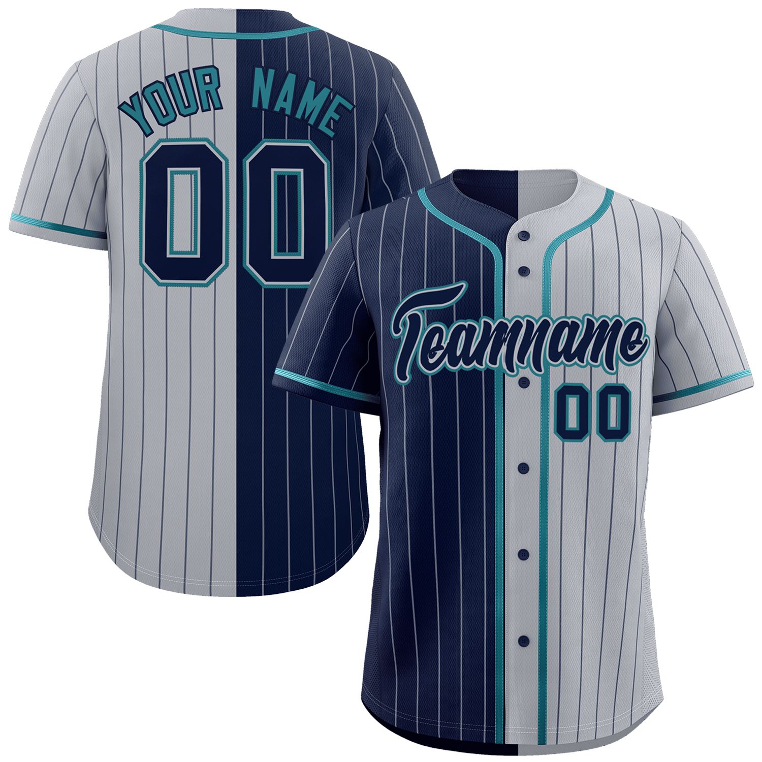 Custom Navy Gray Two Tone Striped Fashion Authentic Baseball Jersey