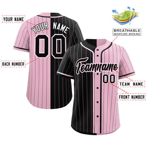 Custom Black Light Pink Two Tone Striped Fashion Authentic Baseball Jersey