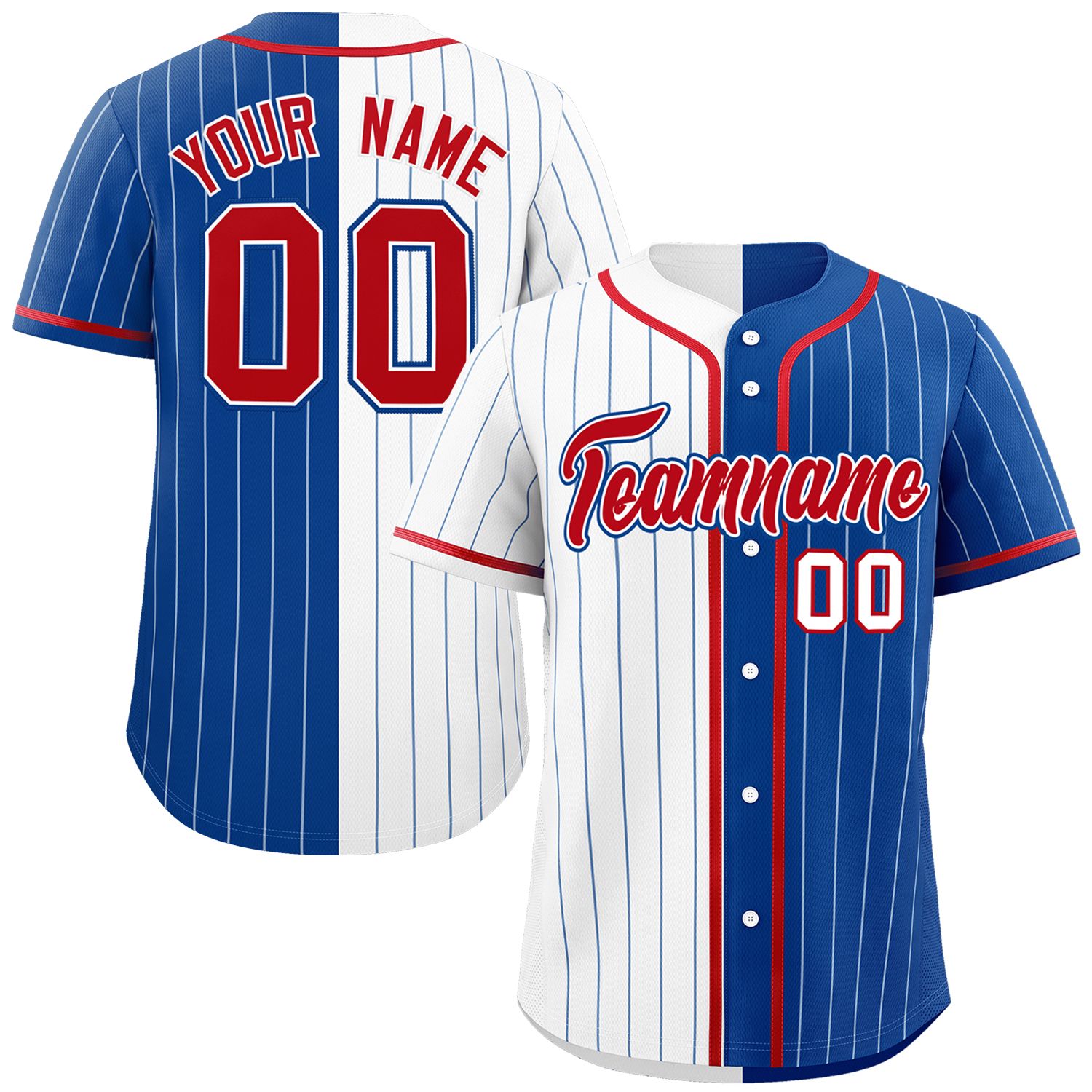 Custom White Royal Two Tone Striped Fashion Authentic Baseball Jersey