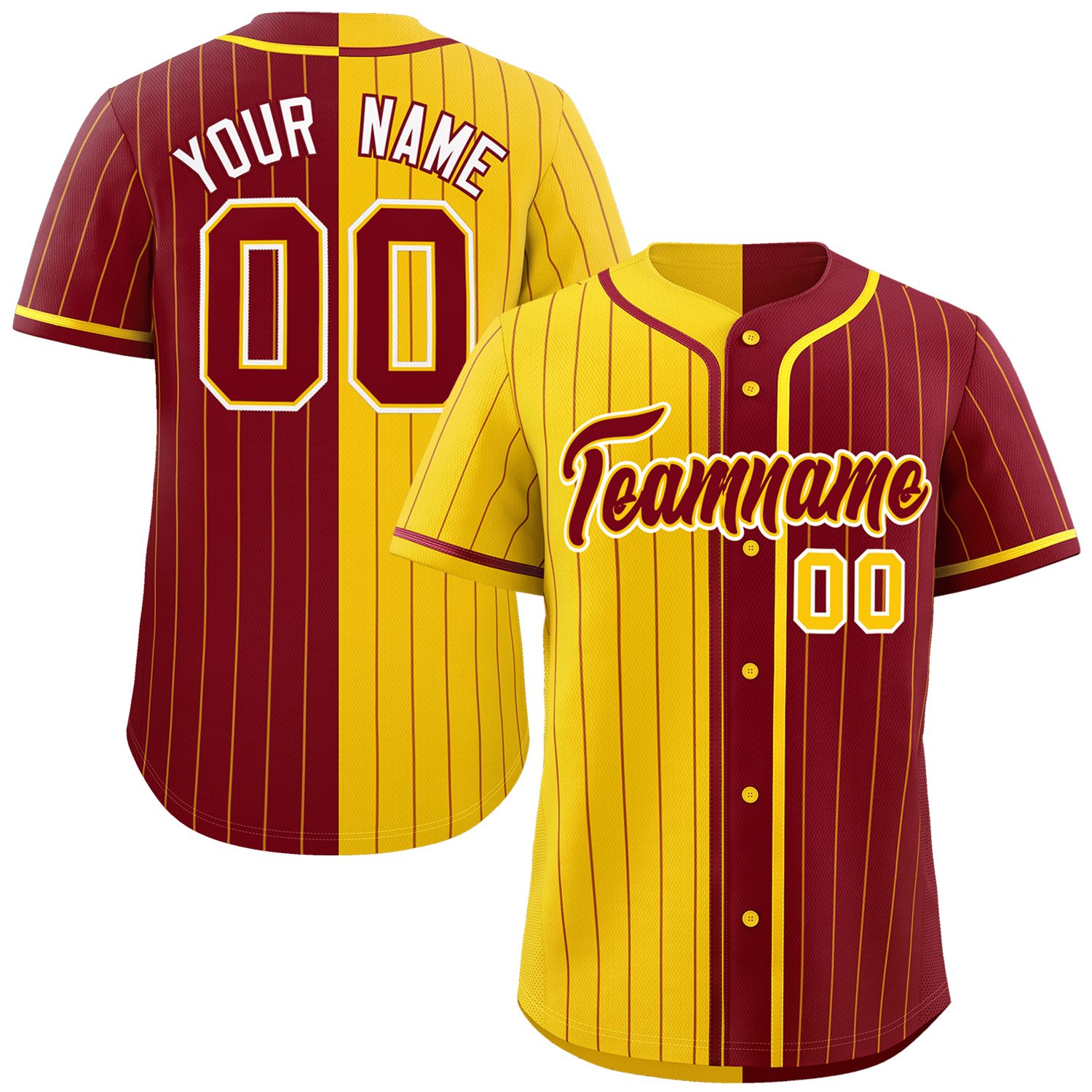 Custom Gold Crimson Two Tone Striped Fashion Authentic Baseball Jersey