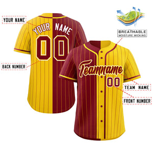 Custom Crimson Gold Two Tone Striped Fashion Authentic Baseball Jersey