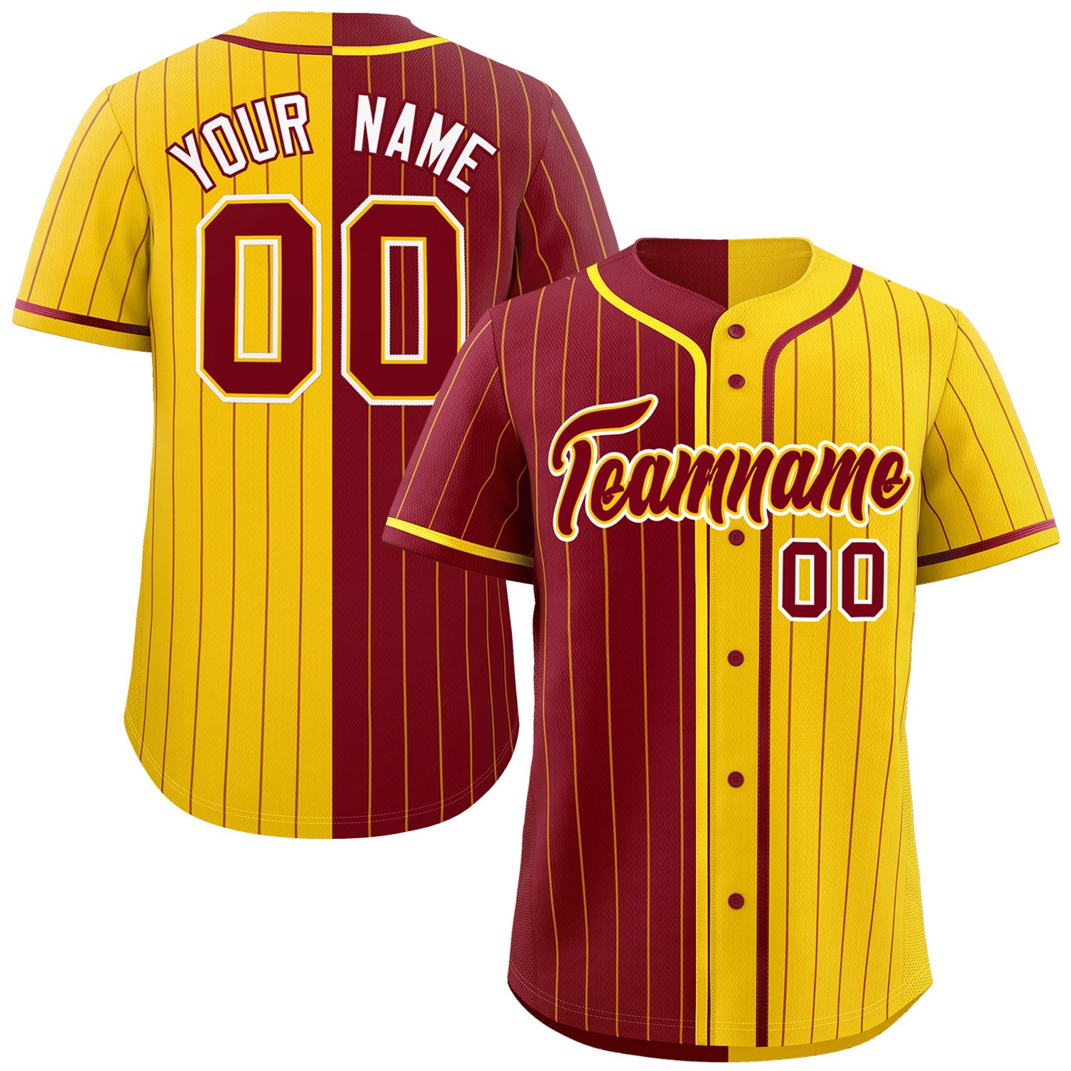 Custom Crimson Gold Two Tone Striped Fashion Authentic Baseball Jersey