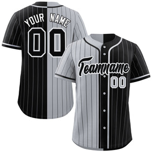 Custom Gray Black Two Tone Striped Fashion Authentic Baseball Jersey