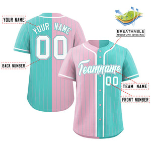Custom Light Pink Aqua Two Tone Striped Fashion Authentic Baseball Jersey